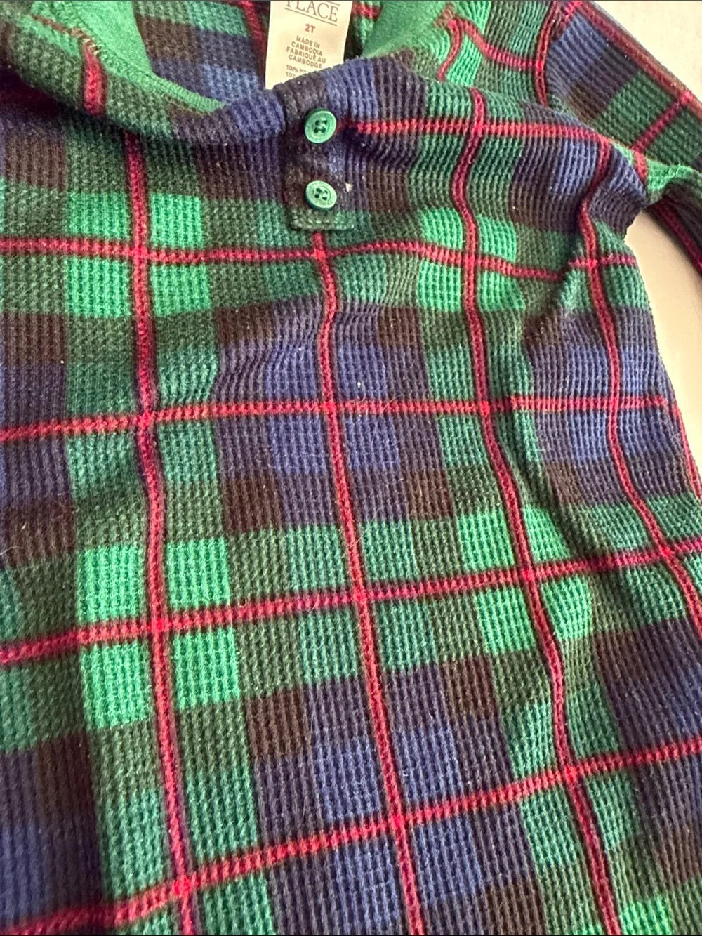 Place Green and Blue Plaid Kids Pajama Set 2T
